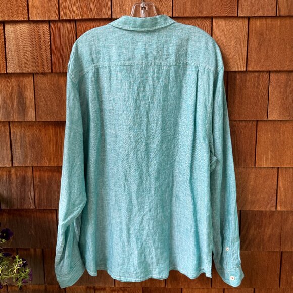 EUC Tommy Bahama Teal Green Long Sleeve Linen Button Down Shirt in Men's X-Large - Picture 6 of 10